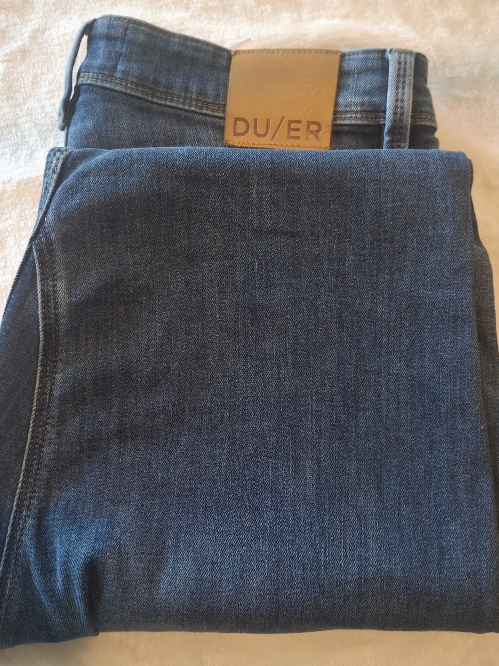 DU/ER Slim Straight Jeans in Dark Blue